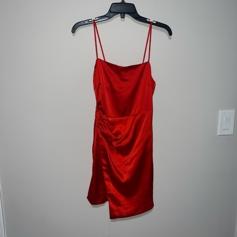 Elegant Red Satin Dress Red satin mini dress Zara Small